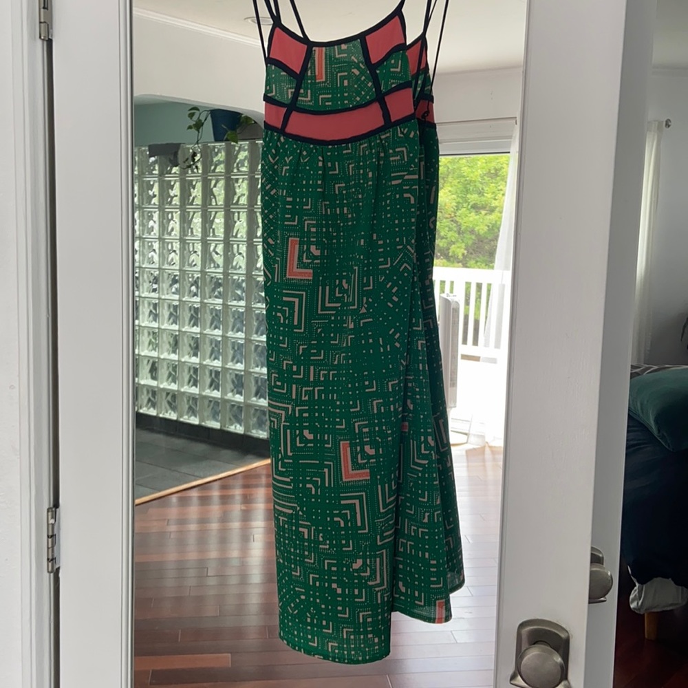 Green and pink summer dress